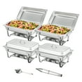 thumbnail image 1 of VEVOR Chafing Dish Buffet Set,8 Qt 4 Pack, Stainless Chafer with 4 Full Size Pans, Rectangle Catering Warmer Server with Lid Water Pan Folding Stand Fuel Tray Holder Spoon Clip, 1 of 10