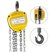 VEVOR Chain Hoist 1Ton/10ft, Manual Chain Hoist Hand Chain Lifting Hoist w/Two Hooks Chain Pulley Tackle Hoist Winch Lifting Pulling Equipment in Yellow