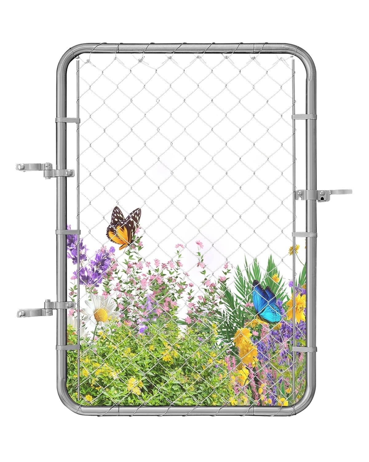 VEVOR Chain Link Fence Gate, 32 x 46 in, Adjustable Chain Link Fence Panel, Fit 2-4 ft (W) x 4 ft (H) Garden Fence Gate Opening, Galvanized Fencing Gate for Farm Posts Not Included