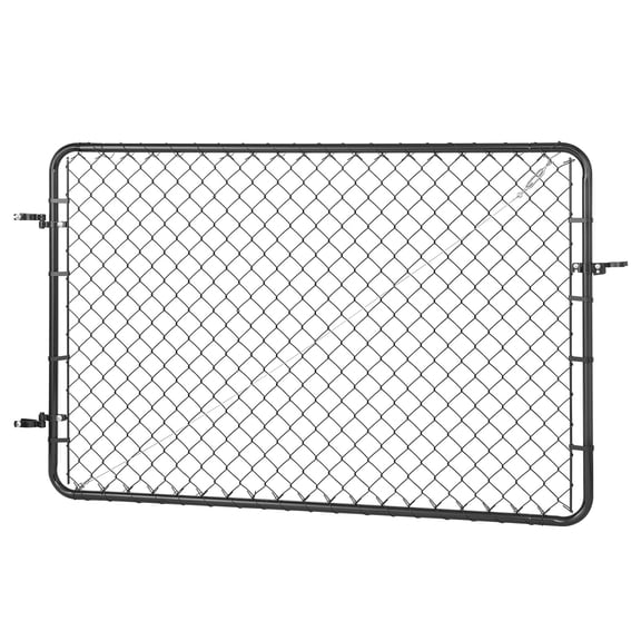 VEVOR Chain Link Fence Gate, 72 x 46 in, Adjustable Chain Link Fence Panel, Fit 2.2-6 ft (W) x 6 ft (H) Garden Fence Gate Opening, Fencing Gate with Plastic Coating, for Farm Black, Posts Not Include