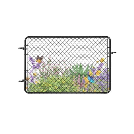 VEVOR Chain Link Fence Gate,72 x 48 in, Adjustable Chain Link Fence Panel, Fit 2.2-6 ft (W) x 6 ft (H) Garden Fence Gate Opening, Fencing Gate with Plastic Coating, for Farm Black, Posts Not Included