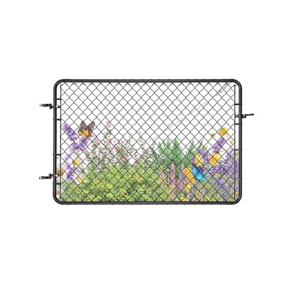 VEVOR Chain Link Fence Gate,72 x 48 in, Adjustable Chain Link Fence Panel, Fit 2.2-6 ft (W) x 6 ft (H) Garden Fence Gate Opening, Fencing Gate with Plastic Coating, for Farm Black, Posts Not Included