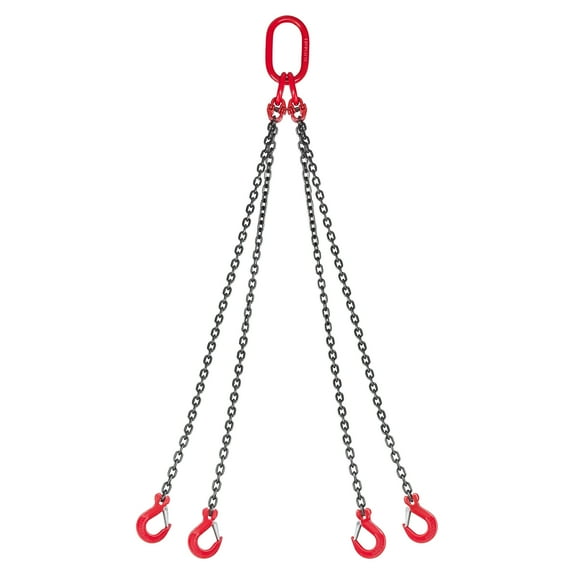 VEVOR Chain Sling, 1/4 in x 5 ft Lifting Chains with 4 Leg Grab Hooks, Heavy Duty G80 Alloy Steel Lifting Sling, 6600LBS Capacity, Adjustable Engine Chain Hoist Lifts for Cargo Security Towing