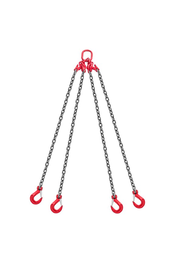 Chain Sling, 3/8 in x 10 ft Lifting Chains with 4 Leg Grab Hooks, Heavy Duty G80 Alloy Steel Lifting Sling, 22900LBS Capacity, Adjustable Engine Chain Hoist Lifts for Cargo Security Towing
