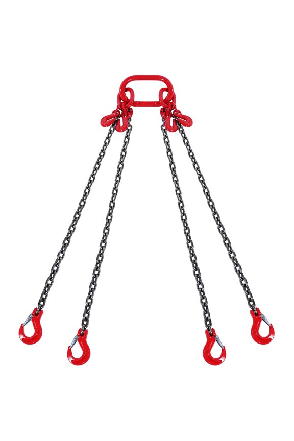 Chain Sling, 5/16 inch x 10 ft Lifting Chains with Hooks,G80 Engine Chain Hoist Lifts, 11000 lbs/5 Ton Lifting Sling Chains for Engine Hoist, Engine Lift Chain with 4 Leg Grab Hooks & Adjusters