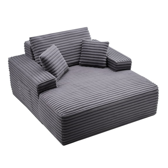 VEVOR Chaise Lounge Chair, 48 in Boneless Chaise Lounge Indoor, Modern Upholstered Oversized Reading Chair with Throw Pillows & Armrests, Sofa Couch Deep Seat Sleeper for Living Room, Bedroom,Balcony