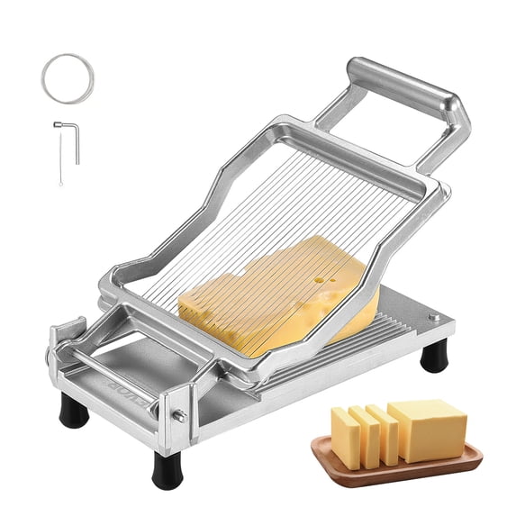 VEVOR Cheese Cutter with Wire, 0.2" Ultra-Thin Cheeser Butter Cutting Blade, Detachable Cheese Slicer Wire, Aluminum Alloy Commercial Cheese Slicer with 316 Stainless Steel Knife Wire