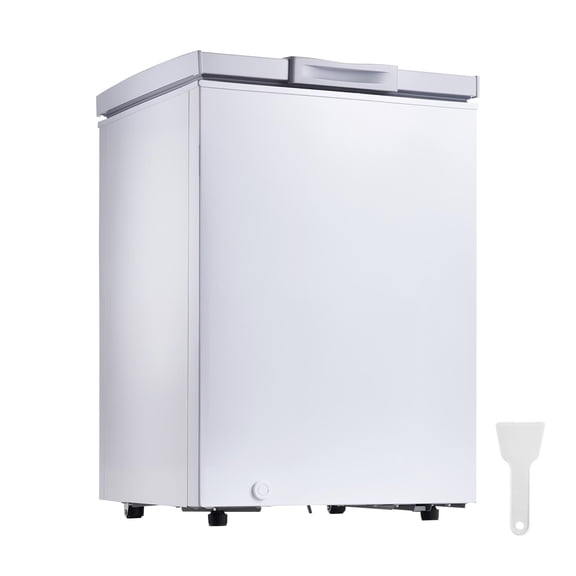 VEVOR Chest Freezer, 3.3 Cu.ft Compact Deep Freezer, Free Standing Top Open Door Chest Freezers with 2 Removable Baskets & Adjustable Thermostat - Energy Saving, Low Noise & Garage Ready, White