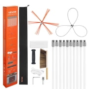 VEVOR Chimney Sweep Kit, 33 ft Maximum Extendable Length Chimney Brush, Chimney Cleaner Sweeper with Dual Brush Heads, Brush & Goggles, Fireplace Cleaning Tool for Square, Rectangle, Arch Chimneys