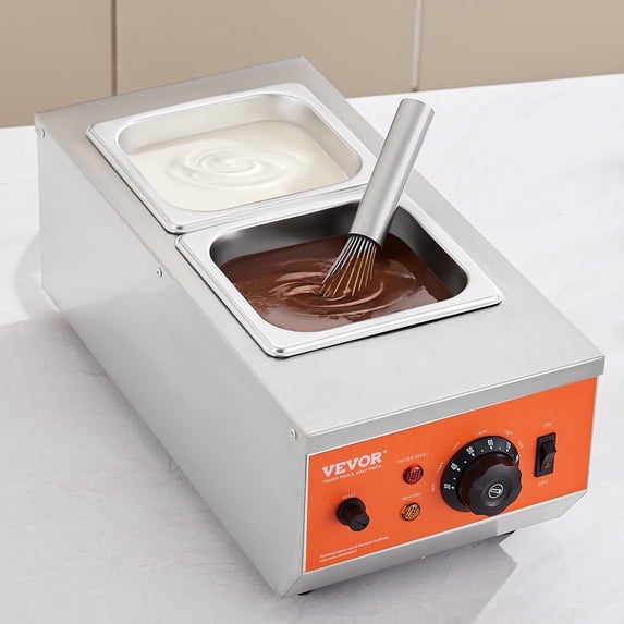 VEVOR Chocolate Tempering Machine - 9 Lbs, 2 Tanks, 800W Stainless Steel Electric Commercial Food Warmer with Temperature Control