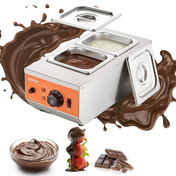 VEVOR Chocolate Tempering Machine, 9 Lbs 2 Tanks Chocolate Melting Pot with TEMP Control 86~185, 800W Stainless Steel Electric Commercial Food Warmer For Chocolate/Milk/Cream Melting and Heating