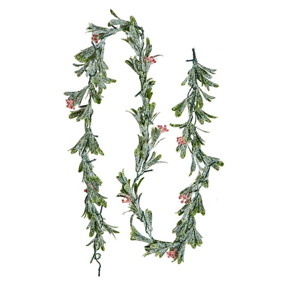 VEVOR Christmas Garland, 6.6-FT Realistic Greenery Decorated with Vines, Olive Leaves, and Berries, Evergreen Faux Garlands with Light String for Indoor Outdoor Xmas Decoration on Mantel Fireplace
