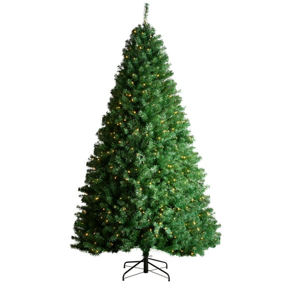 VEVOR Christmas Tree, 7.5ft Prelit Artificial Xmas Tree, Full Holiday Decor Tree with 550 Warm White LED Lights, 1346 Branch Tips, Metal Base for Home Party Office Decoration
