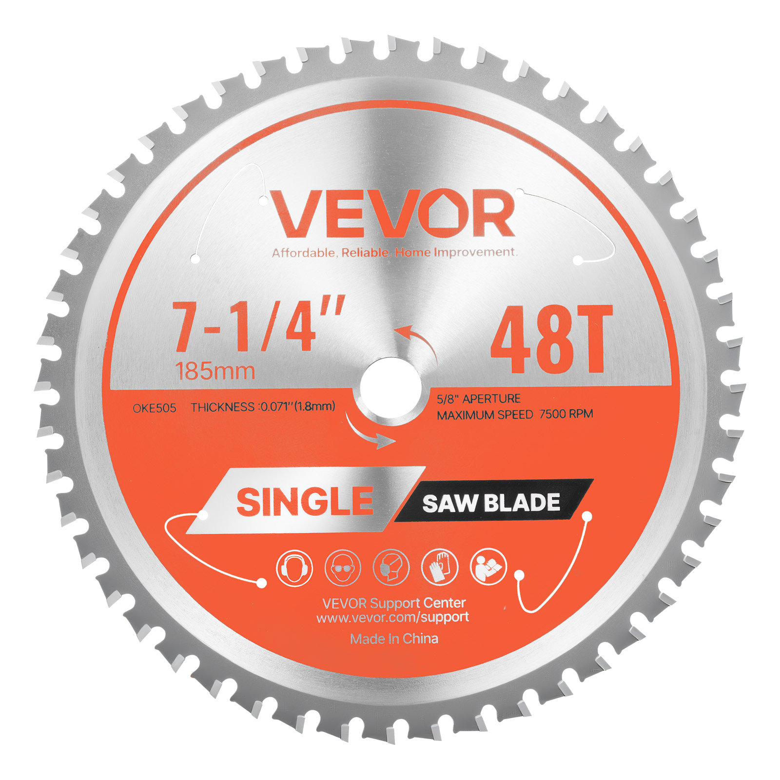 VEVOR Circular Saw Blade, 7-1/4 inch Diameter, 48 Sharp Alloy Teeth, 5/ ...