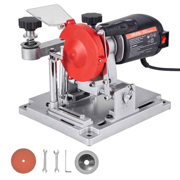 VEVOR Circular Saw Blade Sharpener, 140W 3800RPM Electric Saw Blade Sharpening Machine with 4" Ceramic & Diamond Grinding Wheels - Fits 3.5" to 15.7" Diameter Circular Saw Blades