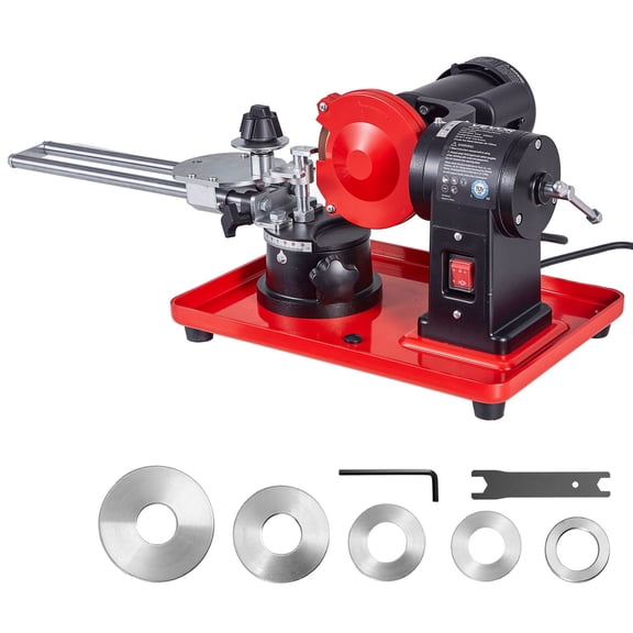 VEVOR Circular Saw Blade Sharpener, 370W 3590RPM Rotary Angle Mill Grinder Sharpening Machine with 5" Grinding Wheel & 6 Saw Centerings - Fits Φ3.2" to Φ27.5" Circular Saw Blades