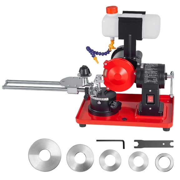 VEVOR Circular Saw Blade Sharpener with Water Tank, 370W 3590RPM Rotary Angle Mill Grinder, Water Injection Sharpening Machine with 5" Grinding Wheel - Fits 3.2" to 27.5" Circular Saw Blades