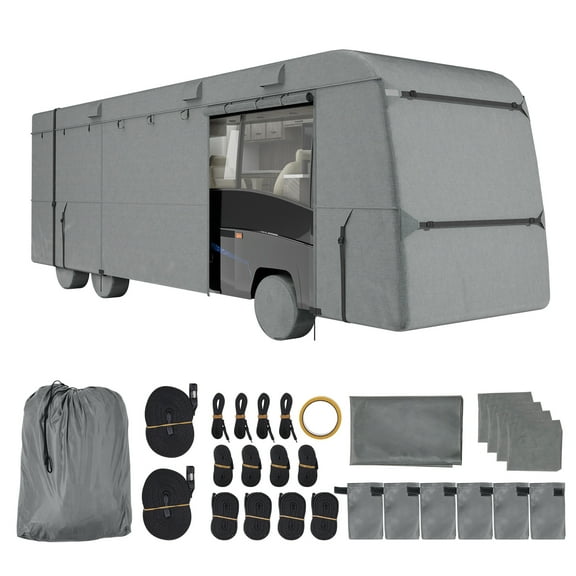 VEVOR Class C RV Cover, 29-32 ft Motorhome Cover, Oxford Fabric Motorhome RV Cover, Waterproof, Windproof and Rip-Stop, Camper Cover with Storage Bag, Repair Patches, Straps and Tire Covers