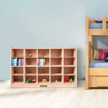 VEVOR Classroom Storage Cabinet, Wooden Preschool Cubby Organizer with 20 Grids and Casters