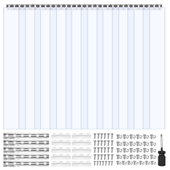 VEVOR Clear PVC Strip Curtain, 96 in Height x 60 in Width x 0.08 in Thickness, 10 PCS Walk in Freezer Cooler Curtain Strips, Smooth Waterproof Plastic Door Strips for Warehouse, Freezer, Garage Doors