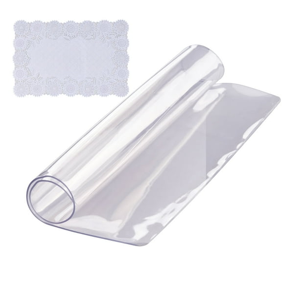 VEVOR Clear Table Cover Protector, 12" x 12" Table Cover, 1.5 mm Thick PVC Plastic Tablecloth, Waterproof Desktop Protector for Coffee Table, Dining Room Table