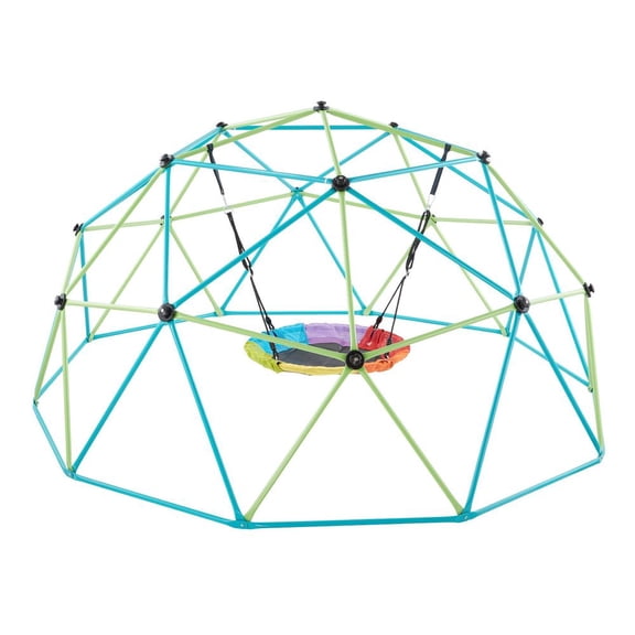 VEVOR Climbing Dome, 10FT Geometric Dome Climber with Saucer Swing, 1000LBS Loading Kid's Jungle Gym Playground, Easy-Assembly Outdoor Backyard Climbing Equipment for Boys Girls 3 to 10 Years Old