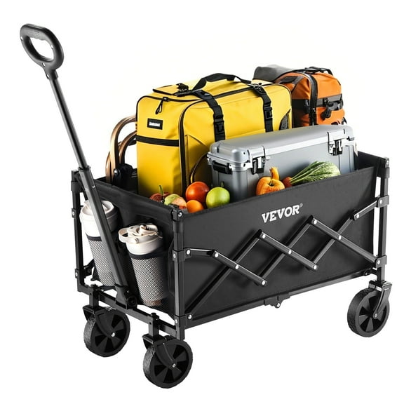 VEVOR Collapsible Folding Wagon With Wheels, Wagons Carts Foldable with 225lbs Capacity, Lightweight Portable Utility Wagon Cart For Grocery Shopping Sports Camping and Garden