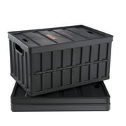 VEVOR Collapsible Storage Bins with Lids, 65L 3 Packs, Folding Plastic Stackable Utility Crates with Handles, Large Heavy Duty Containers for Clothes,Toys,Books,Snack, Shoes,and Grocery Organizing