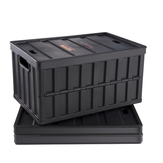 VEVOR Collapsible Storage Bins with Lids, 65L 3 Packs, Folding Plastic Stackable Utility Crates with Handles, Large Heavy Duty Containers for Clothes,Toys,Books,Snack, Shoes,and Grocery Organizing