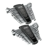 VEVOR Combination Wrench Set, 30-Piece Ratcheting Wrench Set with Organizer Rack, Cr-V Steel Wrench Set SAE 1/4" to 1", Metric 8 mm to 24 mm, Ideal for General Household, Garage, Workshop, Emergency