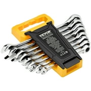 VEVOR Combination Wrench Set, 8-Piece Ratcheting Wrench Set with Organizer Rack, Cr-V Steel Wrench Set Metric 8 mm to 19 mm, Ideal for General Household, Garage, Workshop, Auto Repairs, Emergency