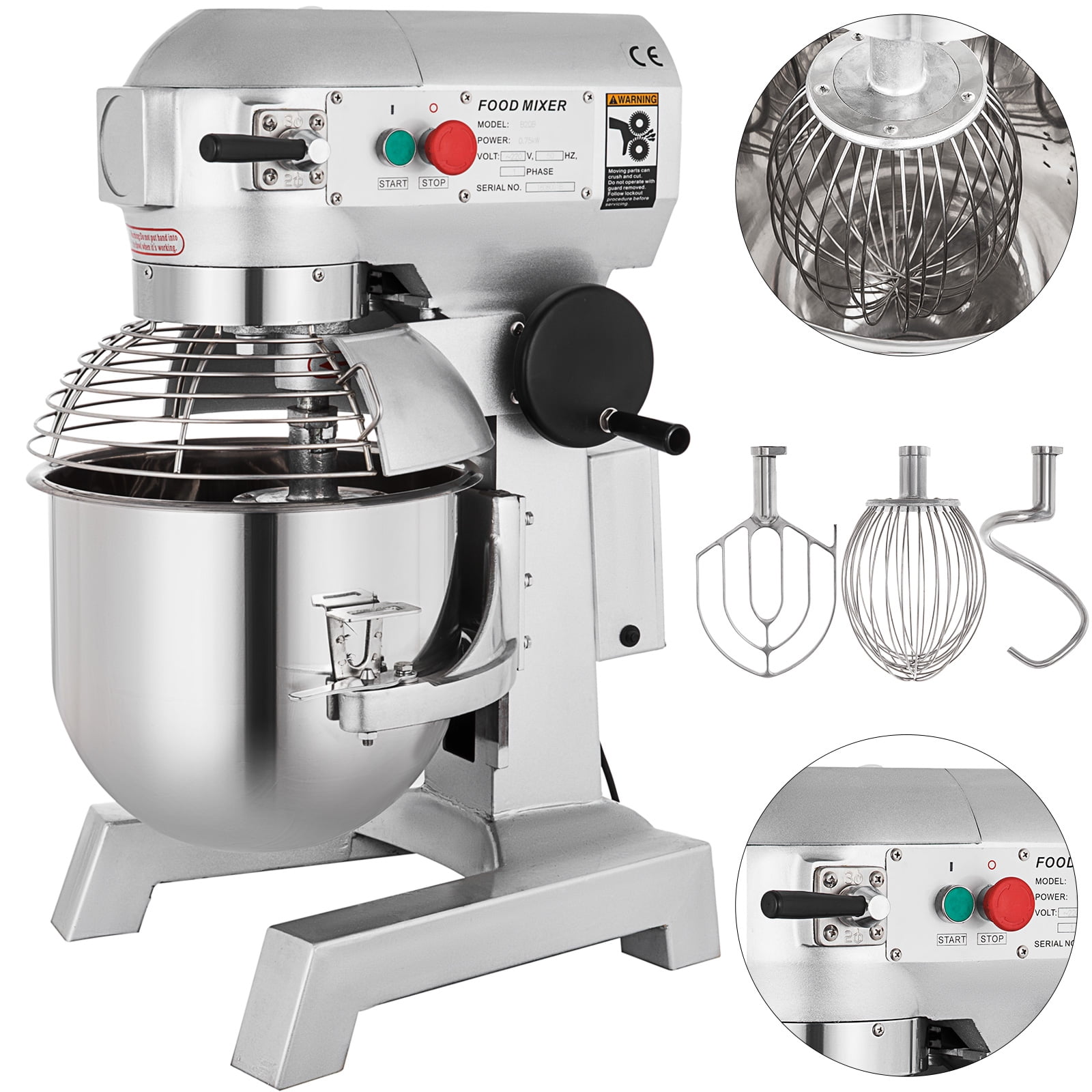 VEVOR 15Qt Commercial Food Mixer, 600W Heavy Duty 110V Electric Stand Mixer, 3 Adjustable Speeds 110/178/390 RPM, Stainless Steel Bowl, Dough Hooks, Whisk and Beater, for Schools, Bakeries, Restaura