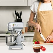 VEVOR Commercial 32 qt Stand Mixer, Silver with Dough Hook, Wire Whisk, Flat Beater