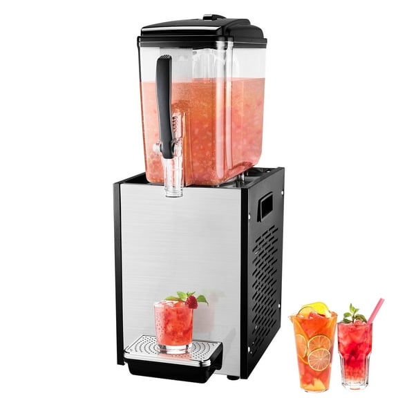 VEVOR Commercial Beverage Dispenser, 12 L / 12.7 QT Juice Dispenser, 246W 304 Stainless Steel Food Grade Ice Tea Drink Machine with 45F-54F Cooling Temperature, for Cold Drink Restaurant Bar Party