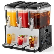 VEVOR Commercial Beverage Dispenser 3 Tanks 12 L / 12.7 QT Per Tank, Stainless Steel Juice Dispenser, Ice Tea Drink Machine with 45  to 54  Cooling Temperature, for Cold Drink Restaurant Bar Party