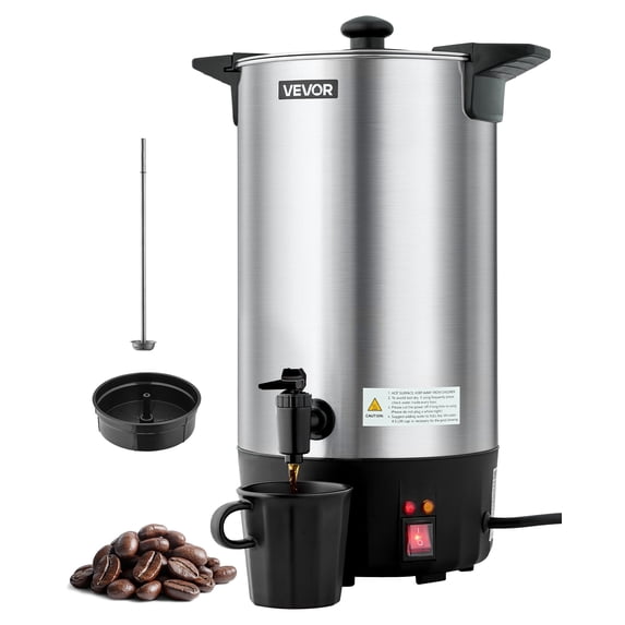 VEVOR Commercial Coffee Urn, 60 Cup 9 L Hot Beverage Dispenser with Dripless Faucet, Quick-Brewing Stainless Steel Large Commercial Coffee Maker, for Catering, Business, Party, Church & Restaurant