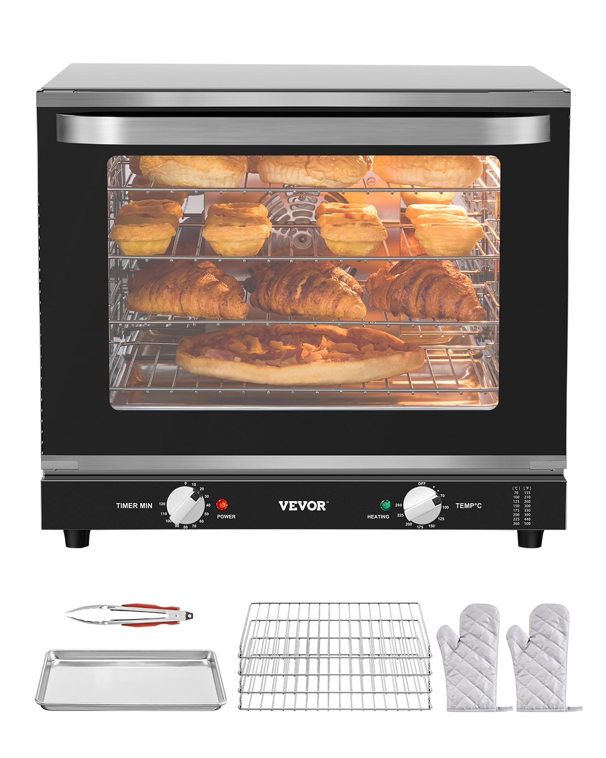 VEVOR Commercial Countertop Oven, 66L 4-Tier Toaster Oven, 2800W Electric  Baking Oven with Tempered Glass Door, Wire Racks Clip Tray Gloves,  Stainless ..., image size:1200x1500