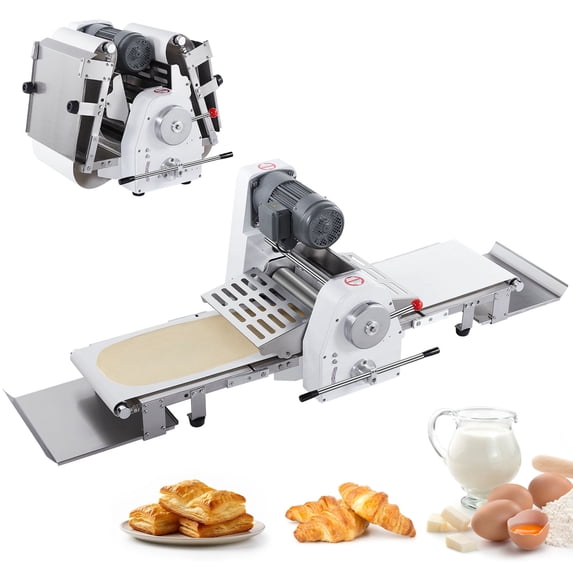 VEVOR Commercial Dough Sheeter Machine, 15.7-Inch Reversible Puff Pastry Sheeter and Fondant Roller, Electric Dough Roller 0-1.4" Adjustable Thickness, Folding Dough Sheeter for Bakeries, Pastries