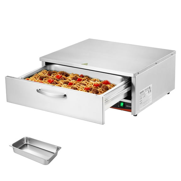 VEVOR Commercial Electric Drawer Warmer, Single-Drawer Stainless Steel Food Warmer, Freestanding Compact Warming Drawer Cabinet, 85°F–185°F Wide Temperature Range, for Restaurant, Hotel & Bakery