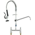 thumbnail image 1 of VEVOR Commercial Faucet with Pre-Rinse Sprayer, 26" Height, 8" Center, 12" Swing Spout, Deck Mount Kitchen Sink Faucet, Brass Constructed Device with Pull Down Spray, for 1/2/3 Compartment Sink, 1 of 10