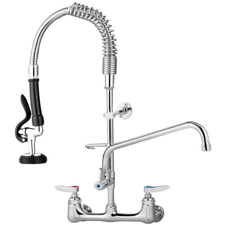 Vevor Commercial Faucet With Sprayer 8 Adjule Center Wall Mount Kitchen 12 Swivel Spout 21 Height Compartment Sink For
