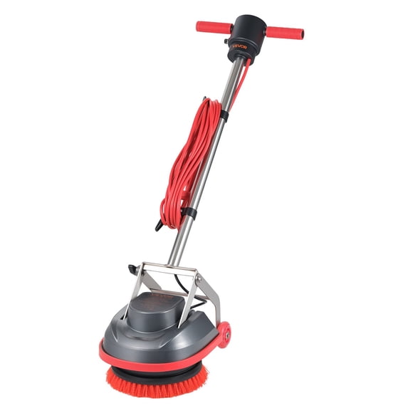 VEVOR Commercial Floor Scrubber Machine, Heavy Duty Floor Cleaner Polisher with 2 Wheels, Professional Electric Carpet Buffer, Max 1900 RPM, 43 FT Cord, 3 Pads & 3 Brushes - All Floor Surfaces