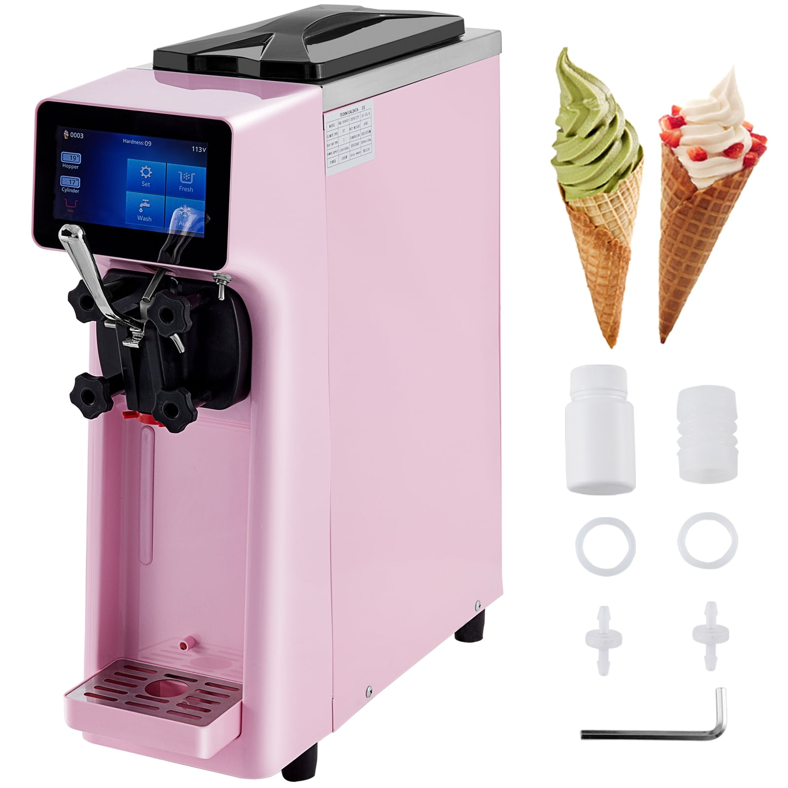 VEVOR 20-30L/H Commercial Soft Serve Ice Cream Maker 3 Flavors Ice Cream Machine