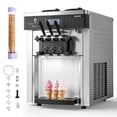 thumbnail image 1 of VEVOR Commercial Ice Cream Machine, 20-28L/H Yield, 2200W 3-Flavor Countertop Soft Serve Ice Cream Maker with 2 x 6L Hoppers & Hopper Agitation, Pre-Cooling Self-Cleaning for Snack Dessert Shops, 1 of 9