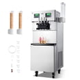 thumbnail image 1 of VEVOR Commercial Ice Cream Machine, 34-44L/H Yield, Dual-Compressor Freestanding Soft Serve Ice Cream Maker with 2*10L Hoppers & 3 Flavors, Pre-Cooling Puffing Low-Mix Alert for Snack Dessert Shops, 1 of 9