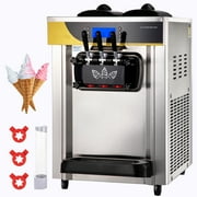 VEVOR Commercial Ice Cream Maker, 22-30L/H Yield, Countertop Soft Serve Machine w/ 2x6L Hopper 2L Cylinder LCD Panel Puffing Shortage Alarm, Frozen Yogurt Maker for Restaurant Snack Bar