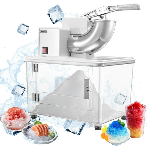 VEVOR Commercial Ice Crusher 661LBS/H, 350W Electric Snow Cone Machine with 4 Blades, 1400RPM Stainless Steel Shaved Ice Machine with 11 Gal Crushed-Ice Box,