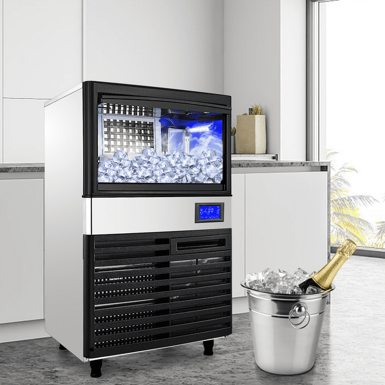 VEVOR 110V Commercial Ice Maker 80-90LBS/24H with 33LBS Bin, Full Heavy  Duty Stainless Steel Construction, Automatic Operation, Clear Cube for Home