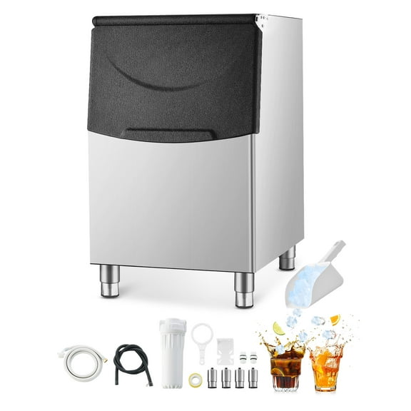 VEVOR Commercial Ice Maker Storage Bin, 250LBS Capacity Ice Bin, Stainless Steel Ice Storage Bin with Filter and Adjustable Anti-slip Rubber Feet, Suitable for Restaurant Hotel and Beverage Shops