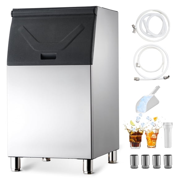VEVOR Commercial Ice Maker Storage Bin, 300 LBS Capacity Stainless Steel Ice-Bin, Commercial Ice Storage Bin with Adjustable Anti-slip Rubber Feet, Suitable for Restaurant, Hotel and Beverage Shops
